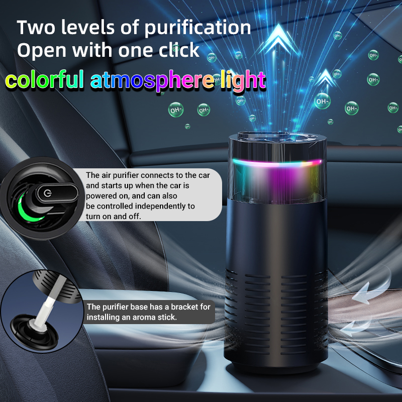 Odor Eliminator Car - Mini-luchtreiniger met aromatherapiesticks Echt HEPA-filter reinigt