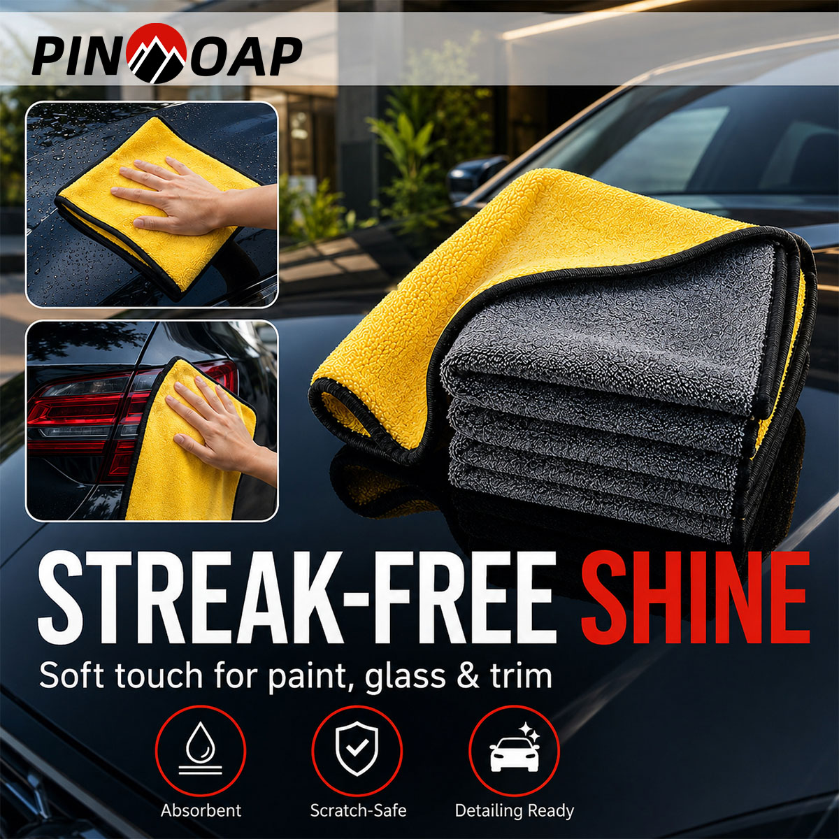 Microfiber Towel Detailing - PINMOAP 1/3/5/10PCS Microfiber Reinigingsdoekje Multifunctionele Absorberende
